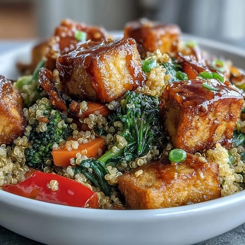 Savory Teriyaki Quinoa Vegetable Bowl, perfect for a healthy, plant-based weeknight dinner.
