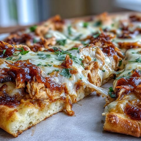 Four freshly baked Garlic Naan Chicken Enchilada Pizzas topped with cilantro and red onion on a rustic table.