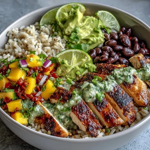Mango Avocado Salsa Chicken Bowls