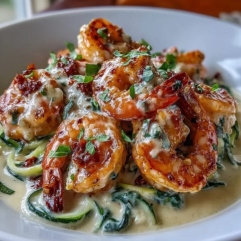 Keto Creamy Garlic Tuscan Shrimp