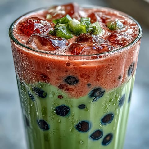Strawberry Matcha Boba Drink