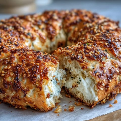 Golden baked bagels with a glossy finish, packed with Greek yogurt and sprinkled with crunchy everything seasoning.  