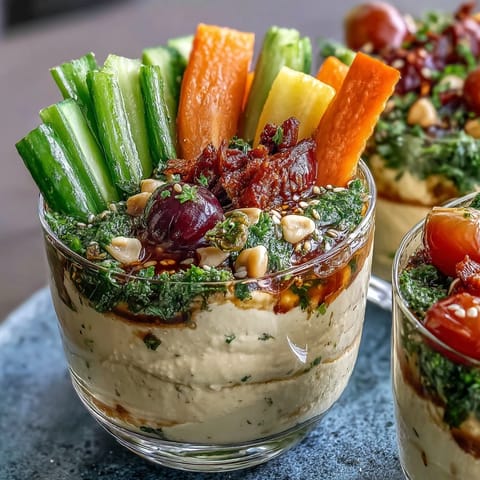 Portable Field Trip Snack Cups with creamy hummus and colorful fresh vegetable sticks, ideal for healthy on-the-go munching.