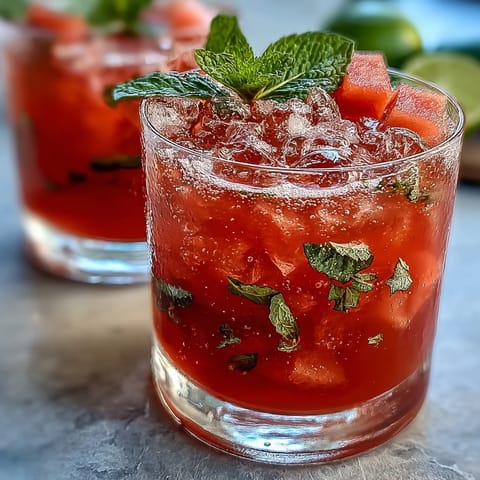 A vibrant watermelon mint vodka spritz mocktail with fresh fruit and herbs, perfect for summer parties and alcohol-free celebrations.