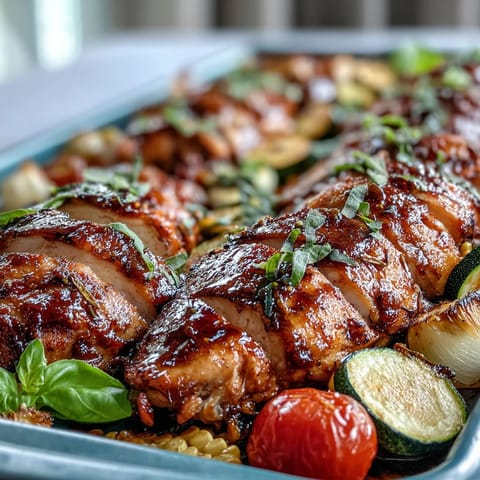 Sheet Pan Chicken with Zucchini and Corn, a colorful one-pan meal with juicy chicken, sweet corn, and tender zucchini, roasted to perfection.