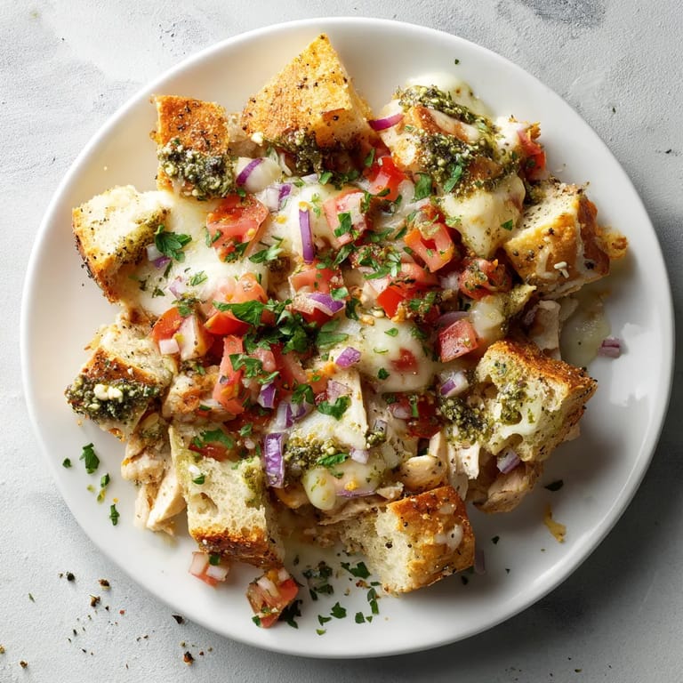A plate of food with tomatoes, cheese, and bread.