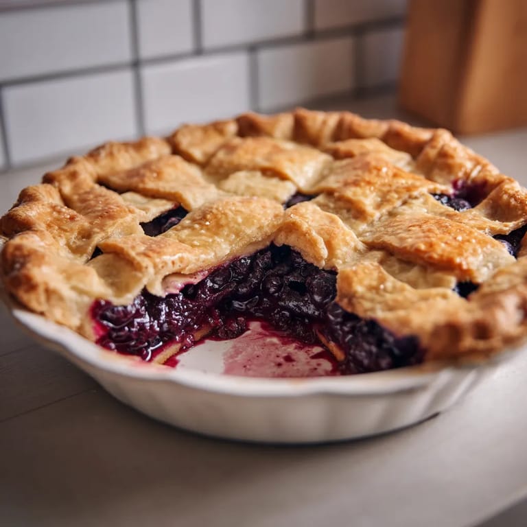 A pie with a blueberry filling.