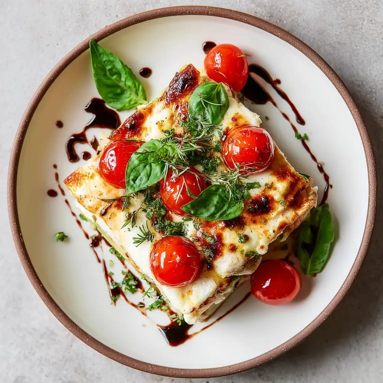 A plate of food with tomatoes and basil.