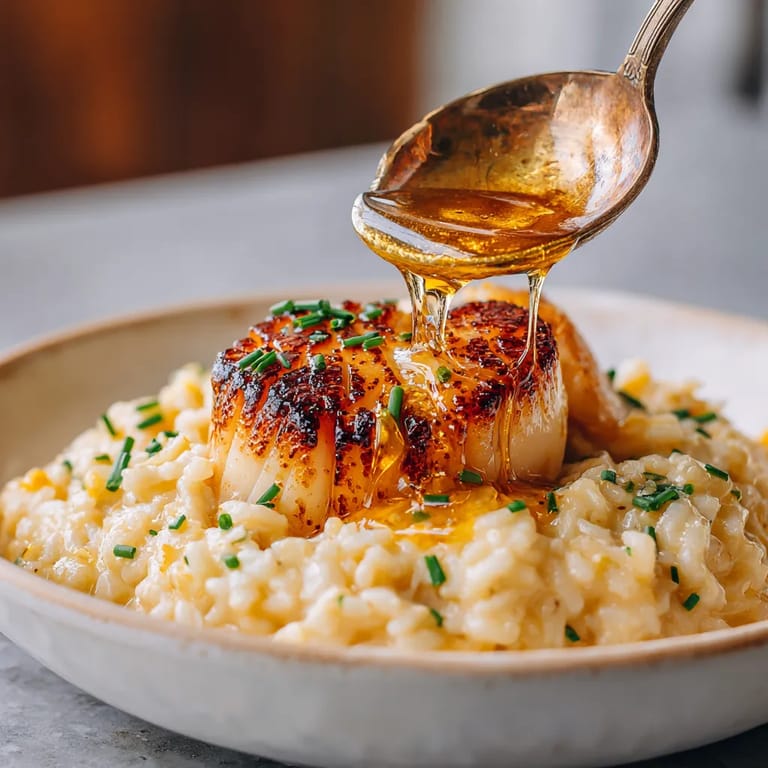 A bowl of rice with a spoon of honey on top.