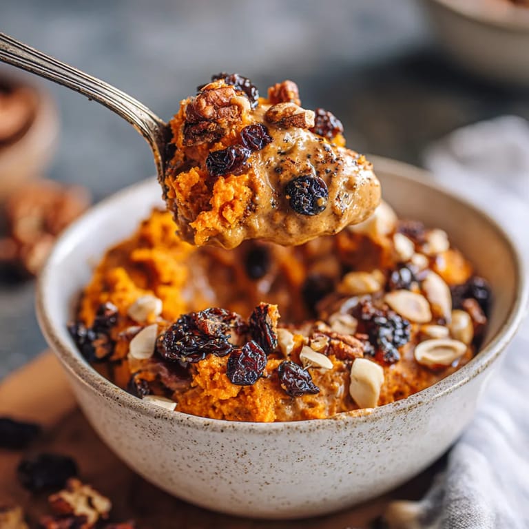 A spoon is scooping food from a bowl.