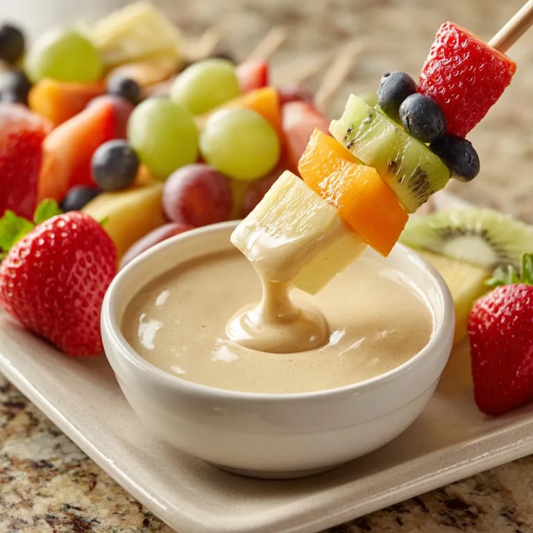 A bowl of fruit with a spoon in it.
