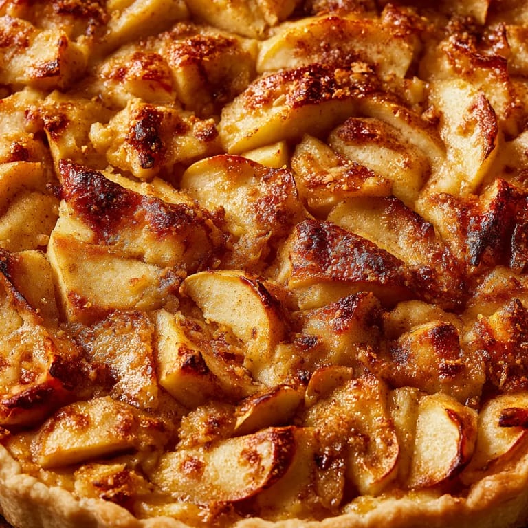 A pie with a golden crust and a filling of apples.