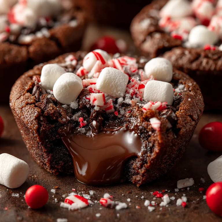 Chocolate chip cookie with marshmallows and chocolate drizzle.