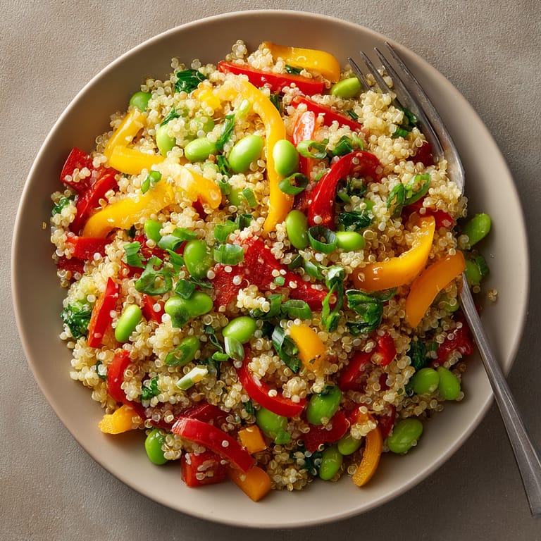 A bowl of rice with vegetables.