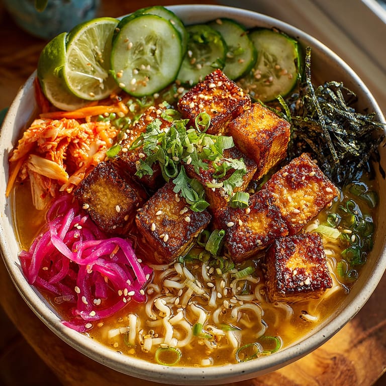 A bowl of food with noodles, vegetables, and meat.