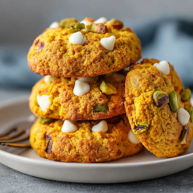A stack of orange cookies with white icing.