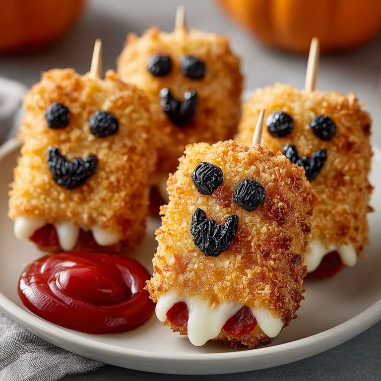 A plate of ghost pizza corn dogs.