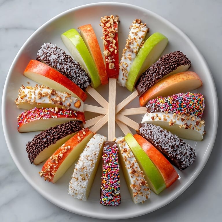 Homemade Trick-or-Treat Candy Apple Slices: Easy, colorful dessert, ready to share.