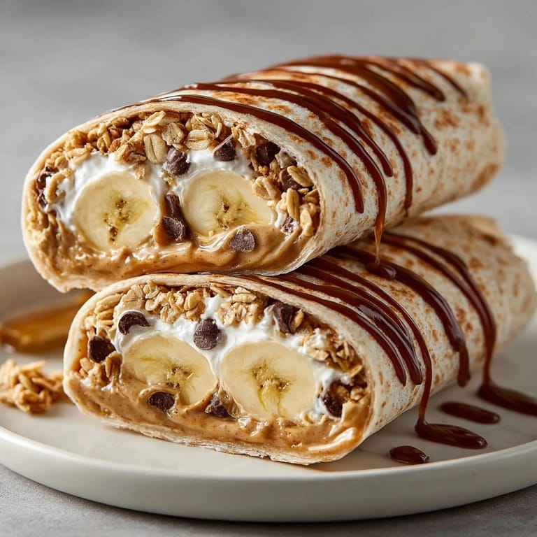 Easy Peanut Butter Banana Wraps recipe: soft flour tortillas encasing sweet banana and peanut butter.