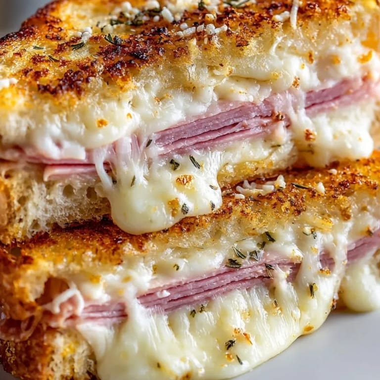 Melty Gruyère oozes from this crusty Croque Monsieur Grilled Cheese, served hot off the griddle.