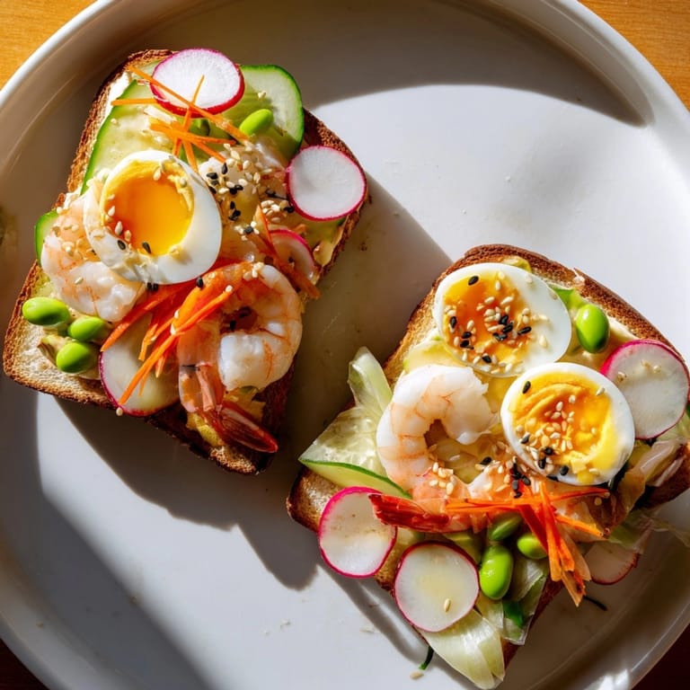 Easy Japanese Bento Open-Face Sandwiches; a fusion recipe perfect for a light lunch.