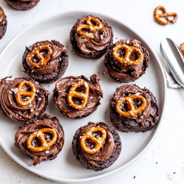 Indulgent brownie bites featuring Nutella and pretzels, a treat for every dessert lover.