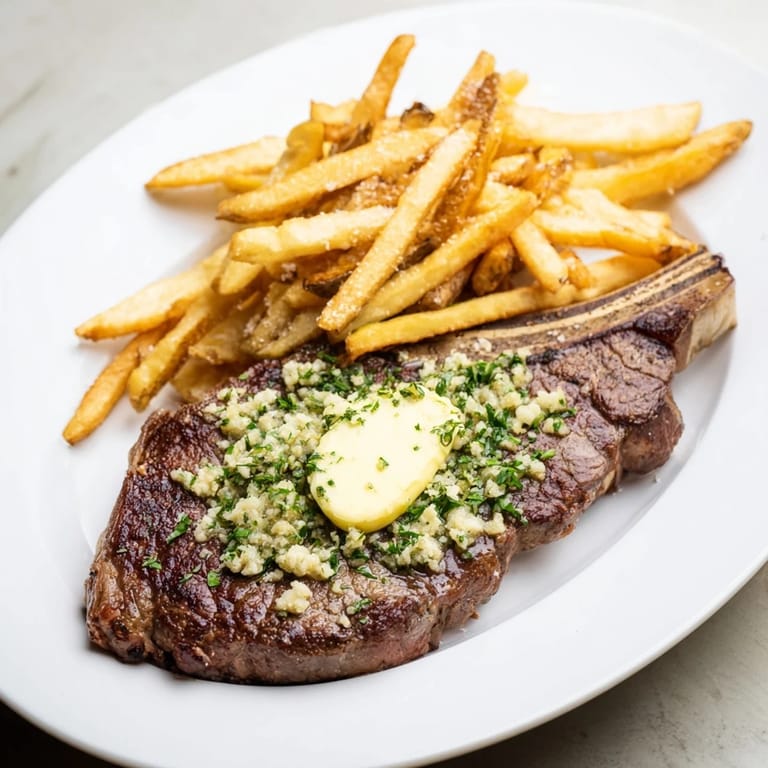 Perfectly seared steaks topped with rich garlic herb butter and fresh parsley.  
