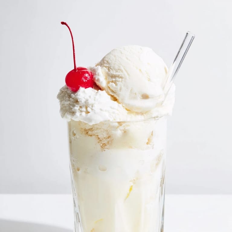 Enjoy a vibrant Homemade Cream Soda Float, featuring scoops of vanilla ice cream, topped with whipped cream.