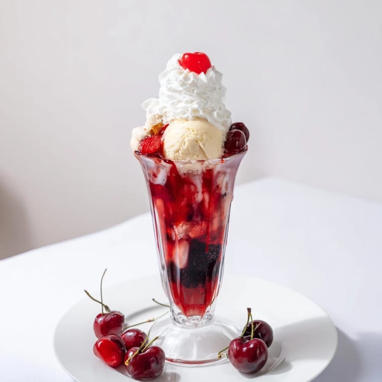 A close-up of a Homemade Fruit Soda Float, showcasing a beautiful cherry-coded aesthetic and garnishes.