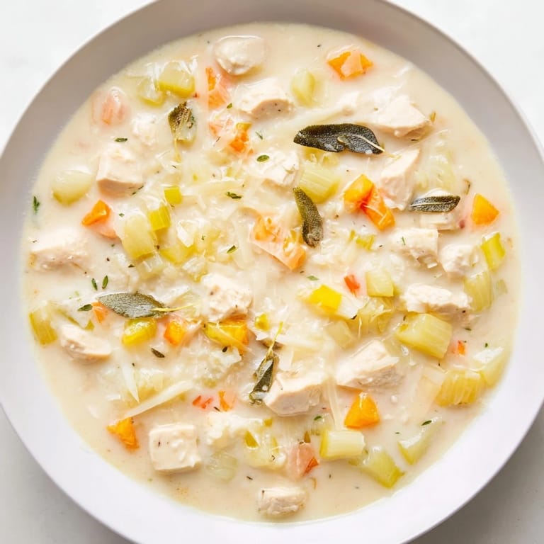 Creamy, rich Marry Me Chicken Soup with visible sun-dried tomatoes and golden browned chicken pieces.