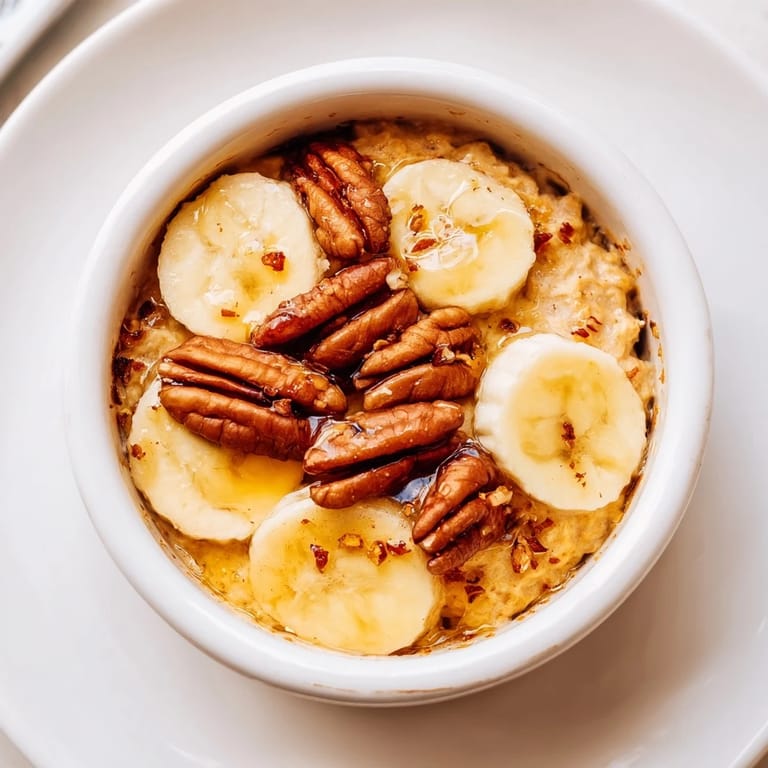 Warm and creamy baked oats ramekins featuring ripe bananas, ready for a delightful brunch.