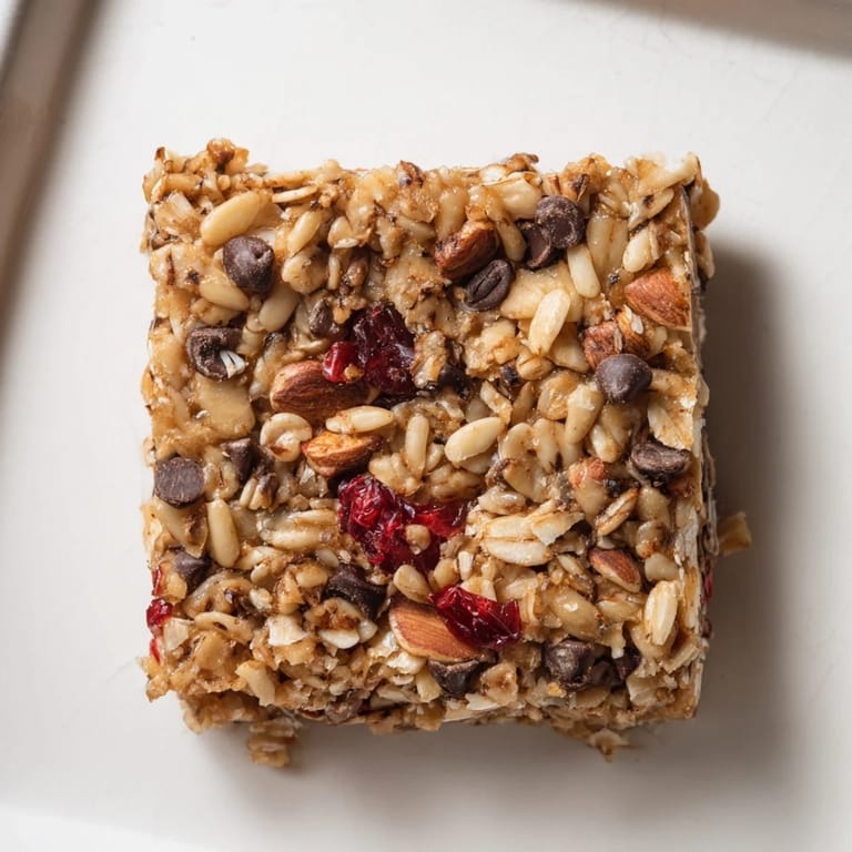 A close-up shot of delicious homemade granola bars, perfect for a healthy American snack.