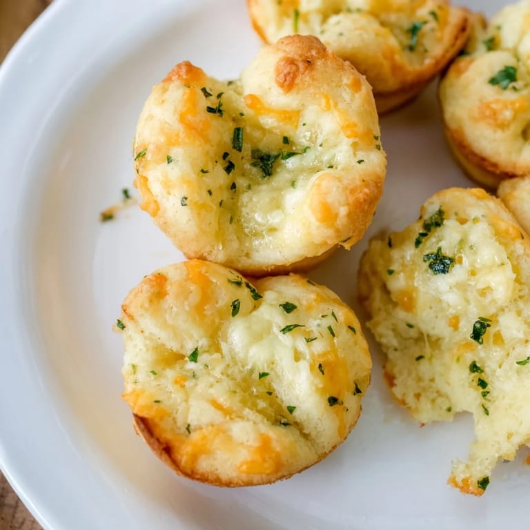 A close-up of cheesy, savory Mini Cheddar Bay Biscuits perfect for sharing at a gathering.