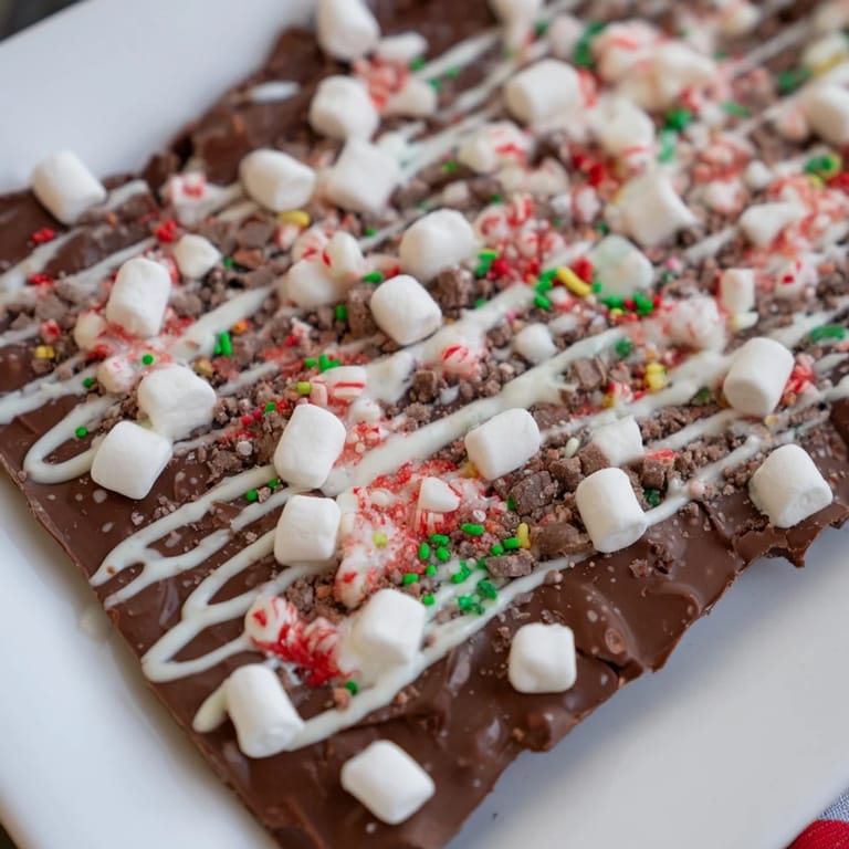 Enjoy easy-to-make Hot Chocolate Bomb Bark, ideal for gifting or a comforting winter treat.