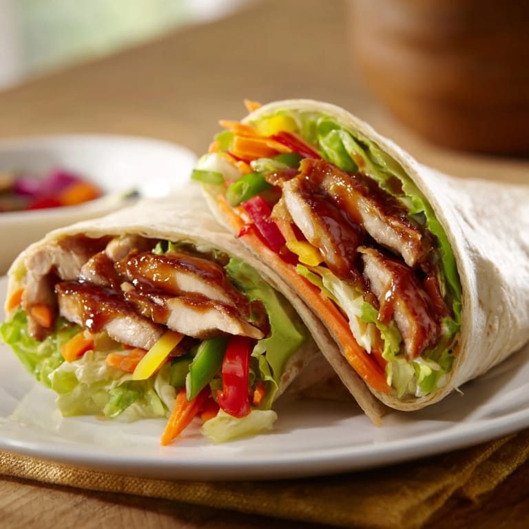 Beautifully rolled teriyaki chicken wrap, perfect for a quick lunch or satisfying dinner.