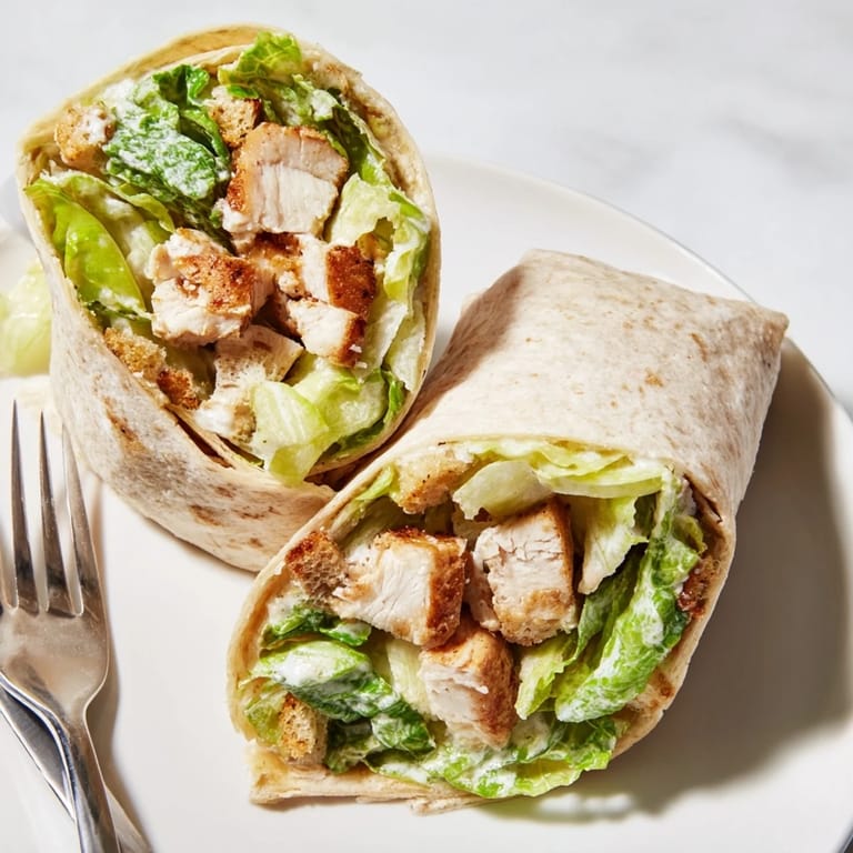 Ready-to-eat chicken Caesar wraps, a quick and easy American recipe bursting with flavor and texture.