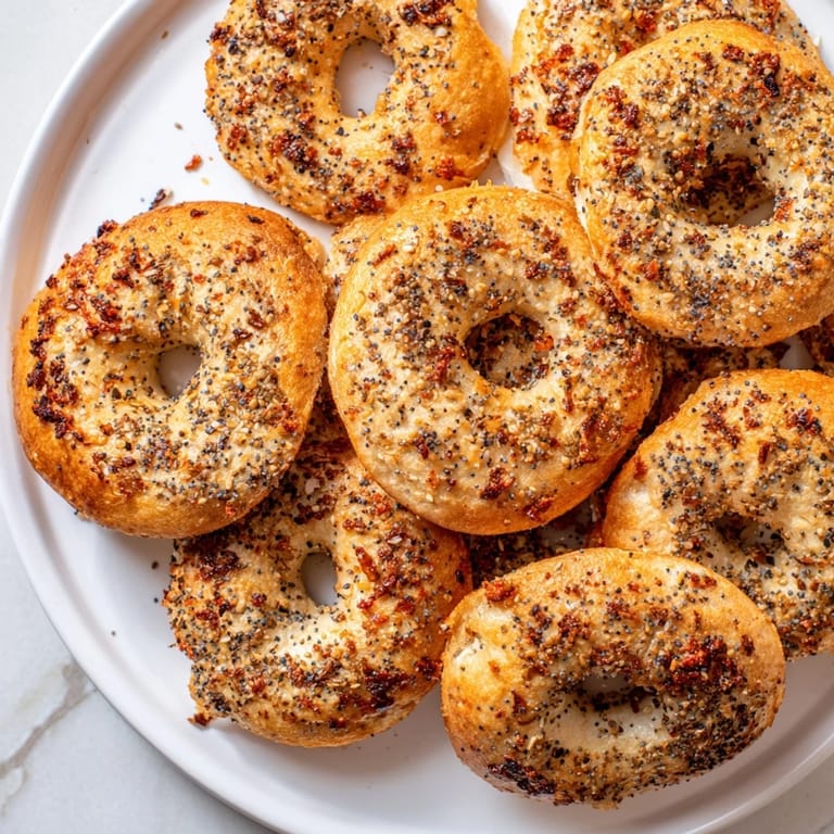 A close-up of the finished air fryer bagel chip Christmas mix: a colorful and crunchy snack.