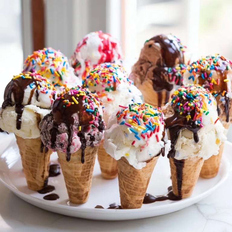 Delectable Ice Cream Cone Grazing Board arranged with waffle cones, vibrant toppings, and fresh berries for a party.