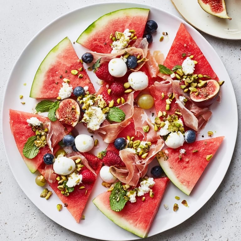 Enjoy this easy-to-create Watermelon Slice Charcuterie for a delightful summer appetizer or snack plate.