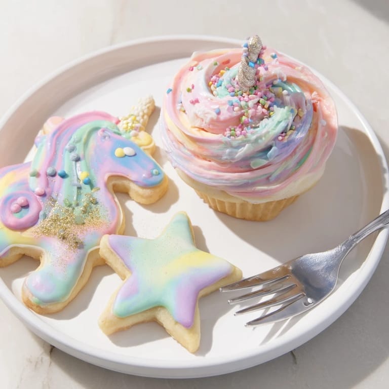 Taste the sweetness: a close-up of the whimsical Magical Unicorn Dessert Table, a party centerpiece.