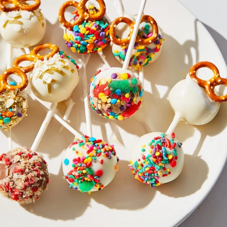 Dipped in melted chocolate, these colorful Ornament Ball Cake Pops look deliciously tempting for your party.