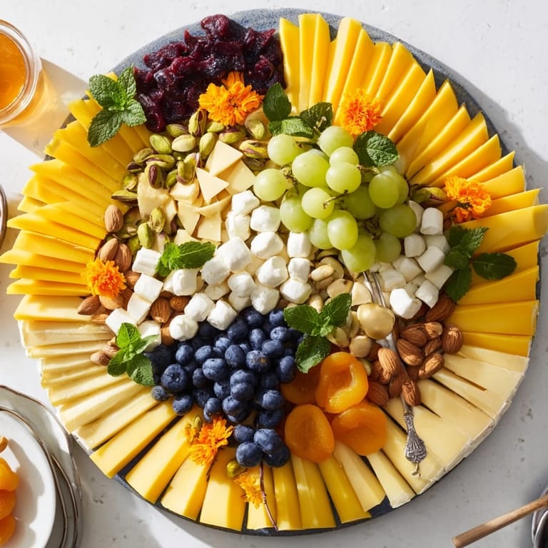 Imagine a stunning Daffodil Cheese Board, brimming with cheddar petals and colorful fruits, ready to serve.