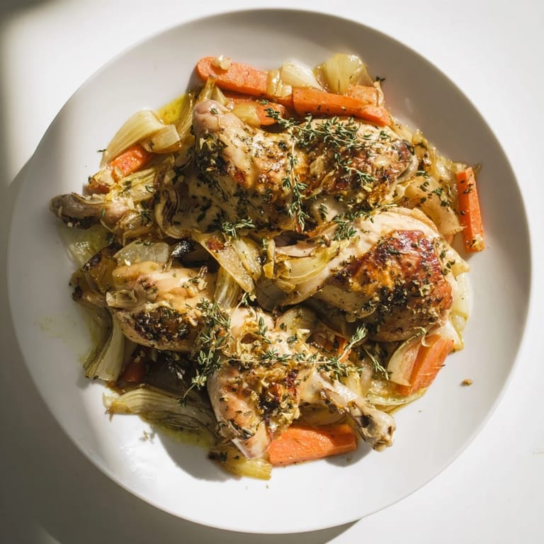 Hearty Georgia Pot Roast Chicken, complete with carrots and onions; ready for a flavorful family meal.