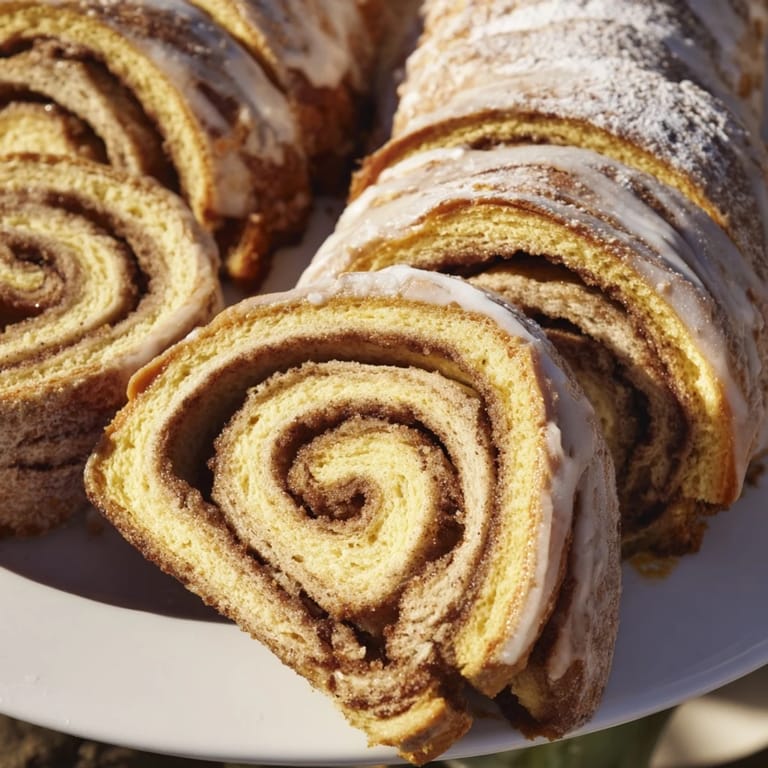 Freshly air-fried cinnamon roll twists, a delightfully quick and easy sweet American treat.
