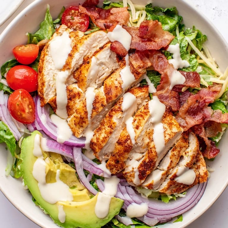 Enjoy a refreshing and flavorful Crispy Bacon Chicken Salad, perfect with tender chicken and crispy bacon.