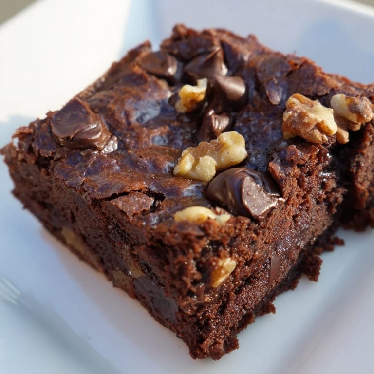 Freshly baked Greek yogurt brownies, with a crinkly top and promising a light, moist bite.