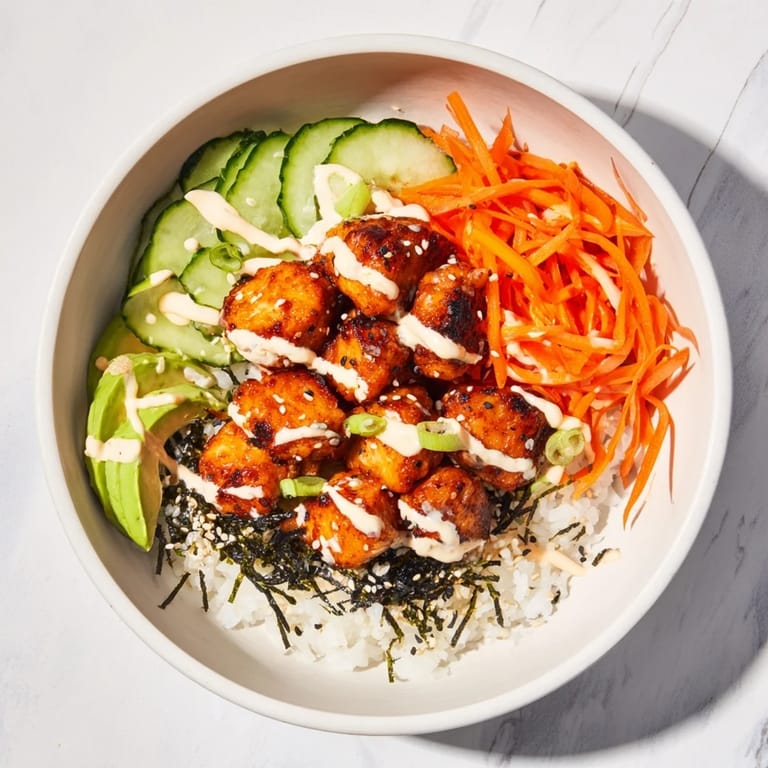 This homemade salmon bites bowl is a satisfying meal, made with fresh ingredients and flavorful sauce.