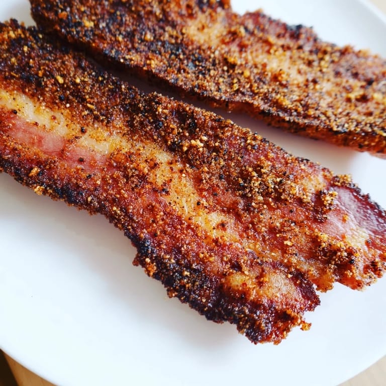 Thick-cut Snoop Dogg Billionaire Bacon, baked to perfection, offering a sweet, savory, and irresistible crunch.