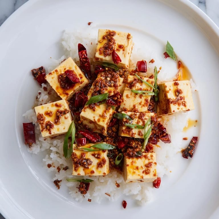 A close-up of fragrant Chinese Mapo Tofu, showcasing the tender tofu and spicy bean sauce, ready to be enjoyed.