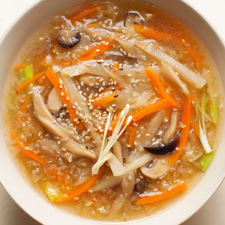 Steam rises from a comforting bowl of Ginger-Miso Winter Soup, highlighting glossy miso broth, silken tofu cubes, and toasted sesame seeds for a nourishing meal.